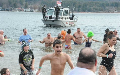 Polar Plunge diving into Lake George